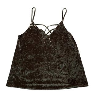American Eagle Crisscross Front Velvet like Tank Olive Green
